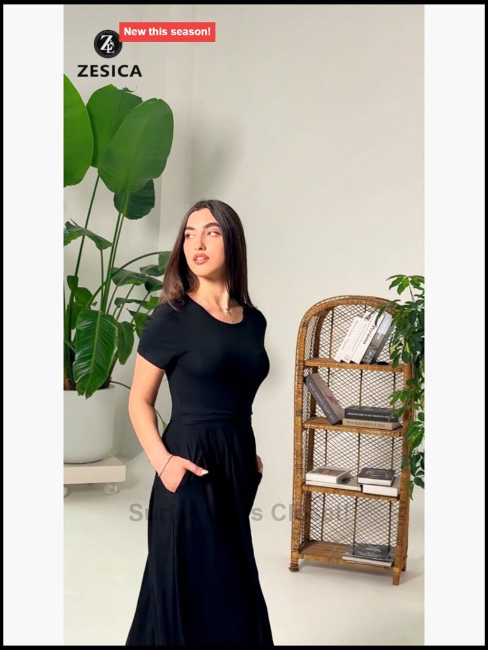 Flowy High Waist Midi A-Line Short Sleeve Maxi Dress with Pockets - Picture 7 of 7